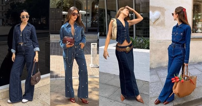 Túi xách mini và kính râm là những phụ kiện lý tưởng để nâng tầm set đồ denim.