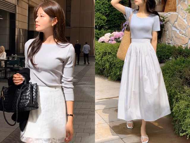 Chân váy trắng là item lý tưởng để tạo nên những bộ cánh mang phong cách "Quiet Luxury" (sang trọng ngầm).